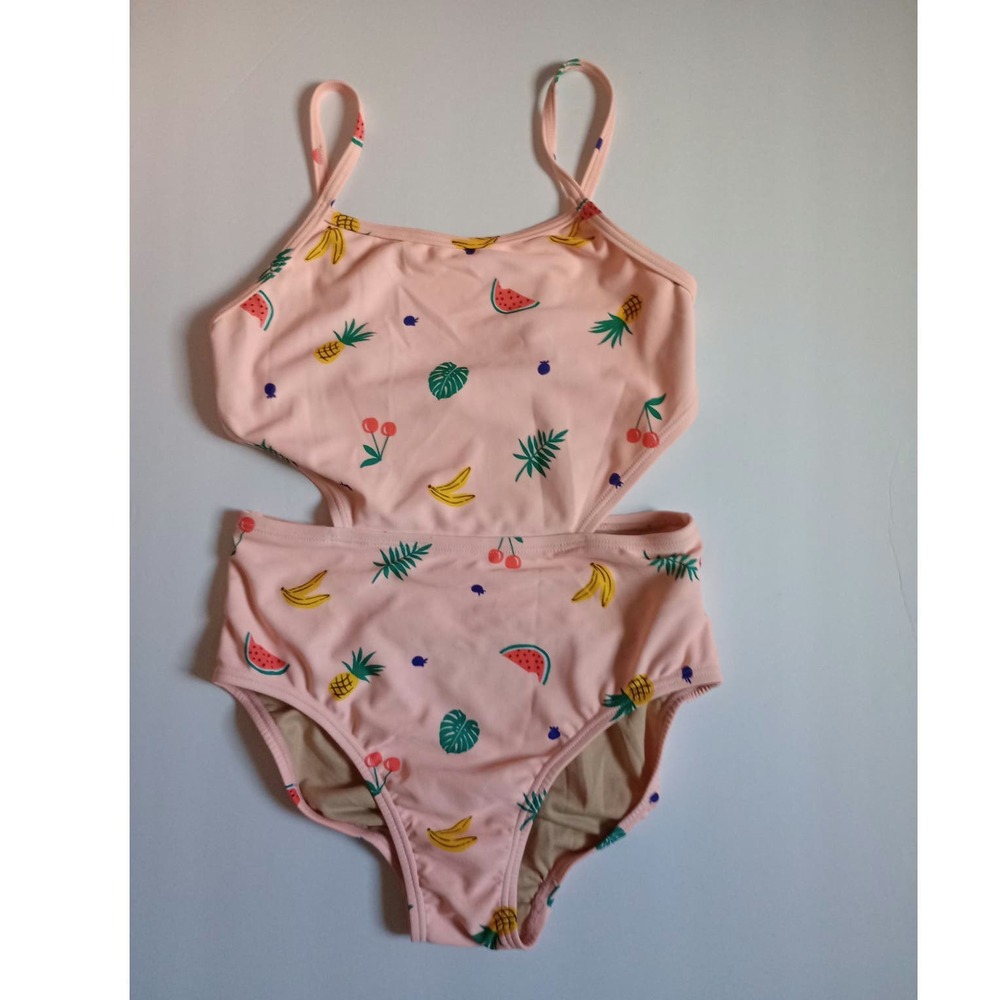Old Navy-Fruit Print-One Piece-Swimsuit-Peach-Girls Size Medium 8